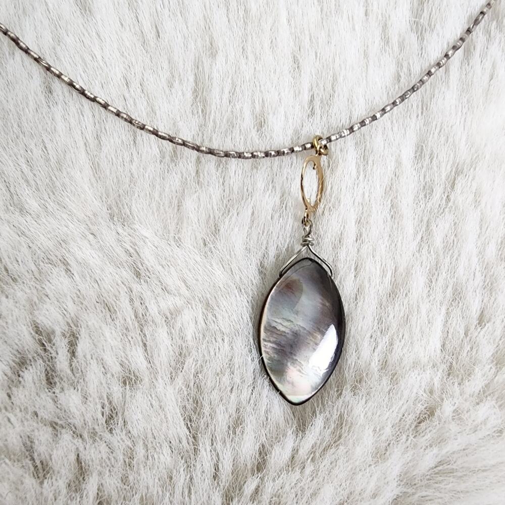 Peyote Bird Sterling Silver Mother of Pearl Teardrop Necklace Santa Fe NEW